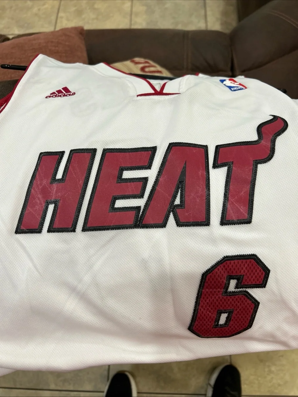 LeBron James adidas White/Red Miami Heat #6 Basketball Jersey